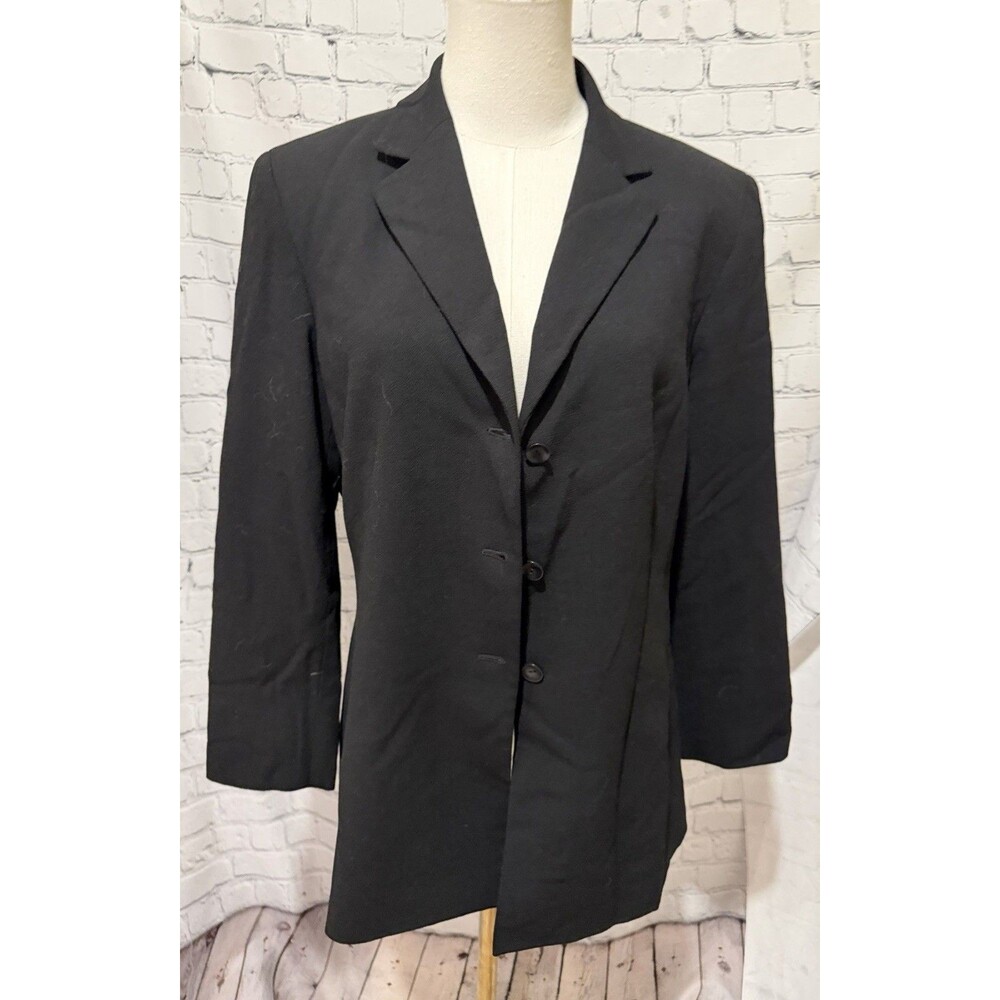 Talbots black Lined wool Long Sleeve blazer Imported fabric 10 Petite
